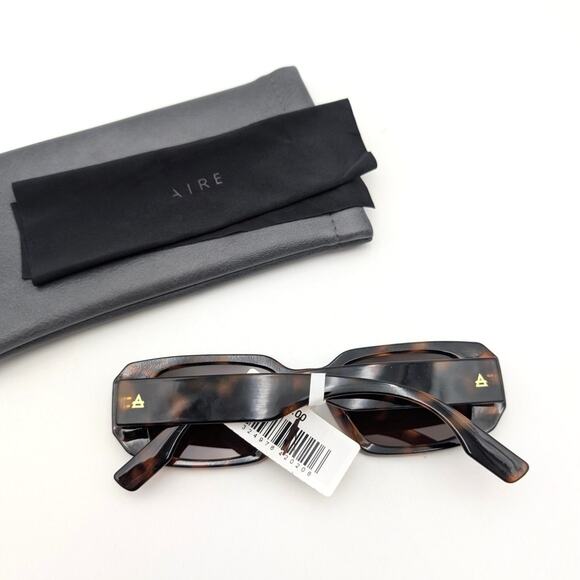 Aire Ascendant Rectangle Sunglasses Dark Tort Frame W/ Brown Mono Lens Size M - Picture 7 of 7